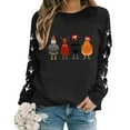 thumbnail image 3 of Wangmeiwg Women's Sweatshirts Women's Hoodies Sweatshirt Christmas Oversize Long Sleeve Crewneck Chicken Printed Lightweight Loose Top XL Black, 3 of 5