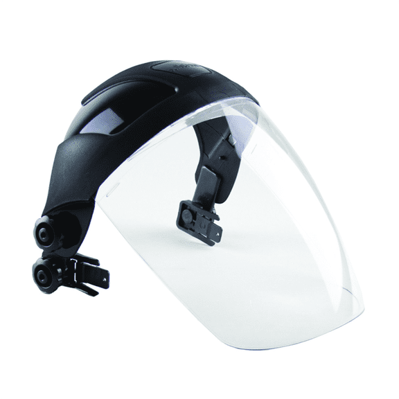 Sellstrom Face Shield - DP4 Series - 9" x 12.125" x 0.060" Window - Clear AF - Universal Hard Hat Slot Adaptor Headgear - with Chin Guard