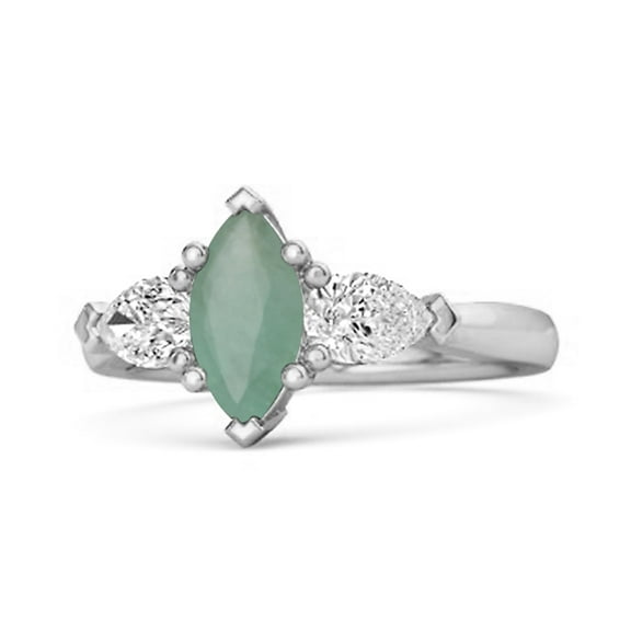 Mooneye Solitaire 0.25 Ctw Marquise Cut Emerald 925 Sterling Silver Women Valentines Day Gifts Ring