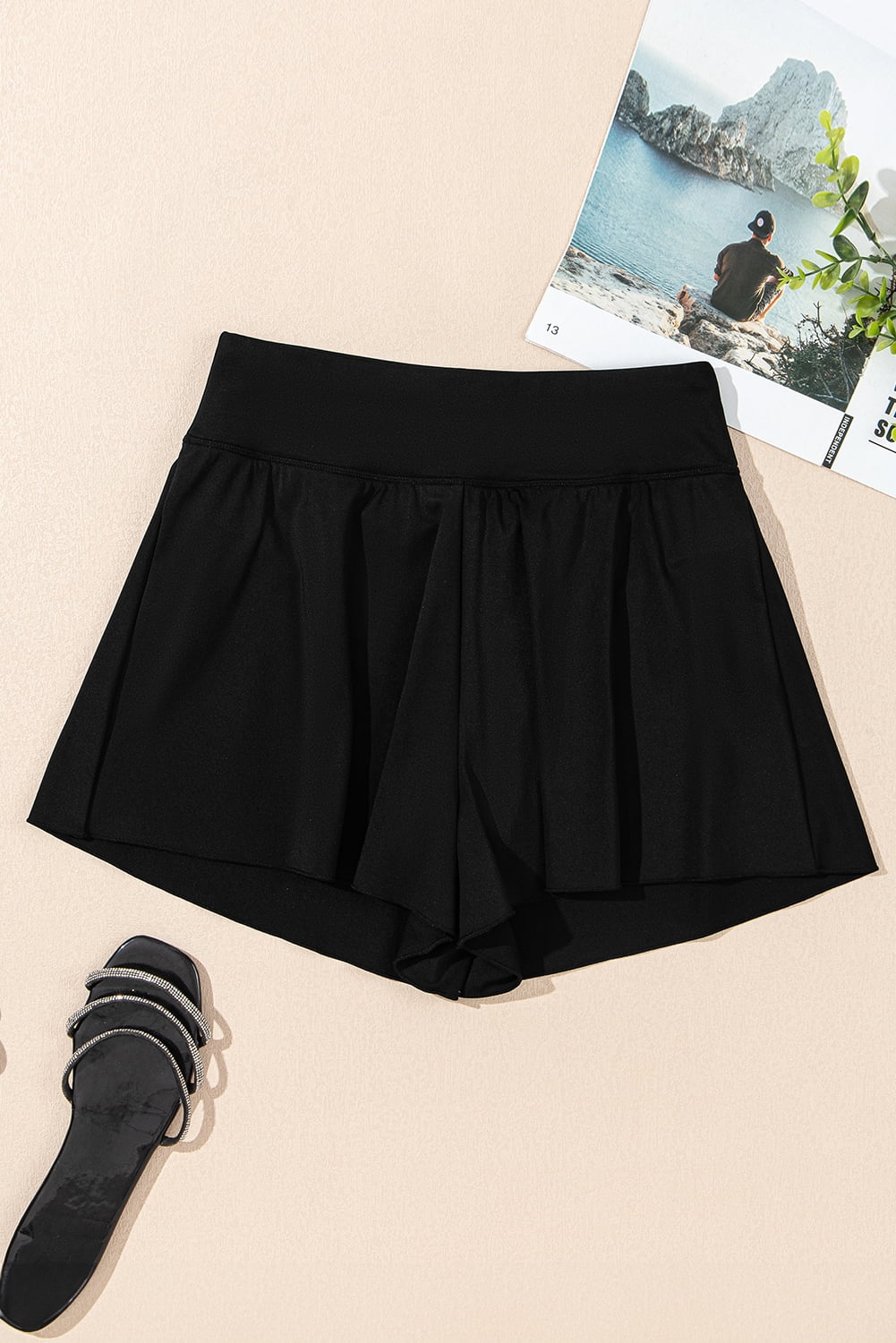 Comfortable and Versatile Women's Swimwear - Black Active Swim Bottoms | [ZhiHiMeRi] | (US 8-10)M