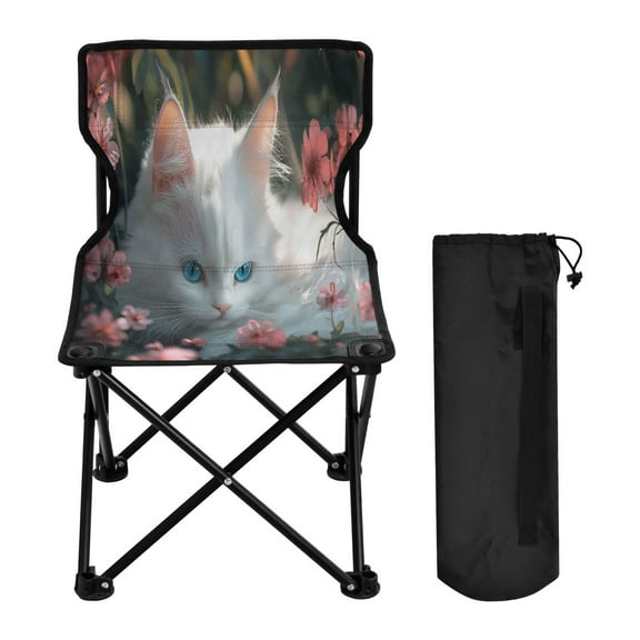 YAZAOO Camping Chairs Modern White Cat Pattern Folding chair