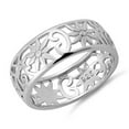thumbnail image 2 of 925 Sterling Silver Platinum Plated Flower Band Women Women Valentines Day Gifts Ring, 2 of 4