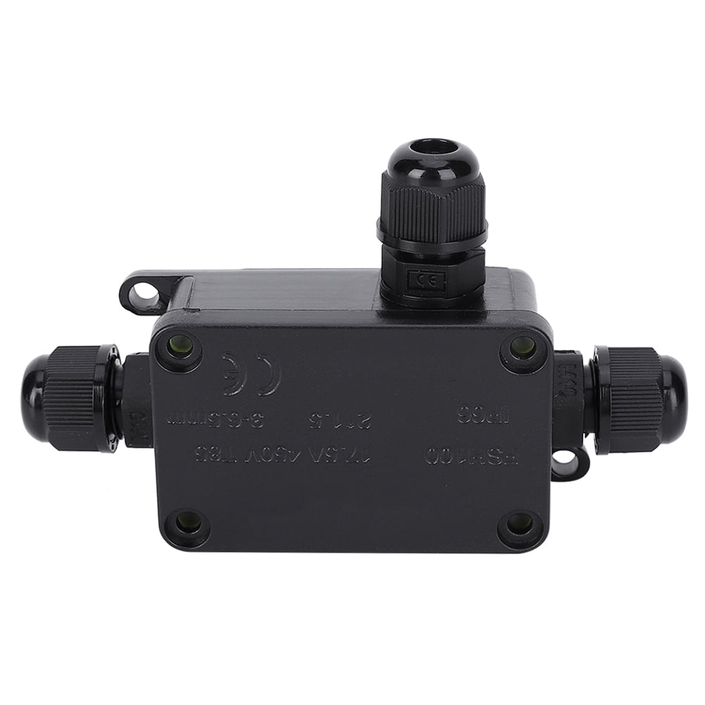 Cergrey Waterproof Terminal Junction Box Black PC Mini 1 In 2 Out For Outdoors IP66 3-6.5mm,Terminal Junction Box,1 In 2 Out Waterproof Junction Box