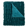 thumbnail image 3 of Home Soft Things Stretchy Solid Color Faux Fur Throw Blanket with Micromink Back, Luxury Soft Cozy Plush Fluffy Fuzzy Reversible Thick Warm Throw Blanket, 50x60 inches, Teal, 3 of 10