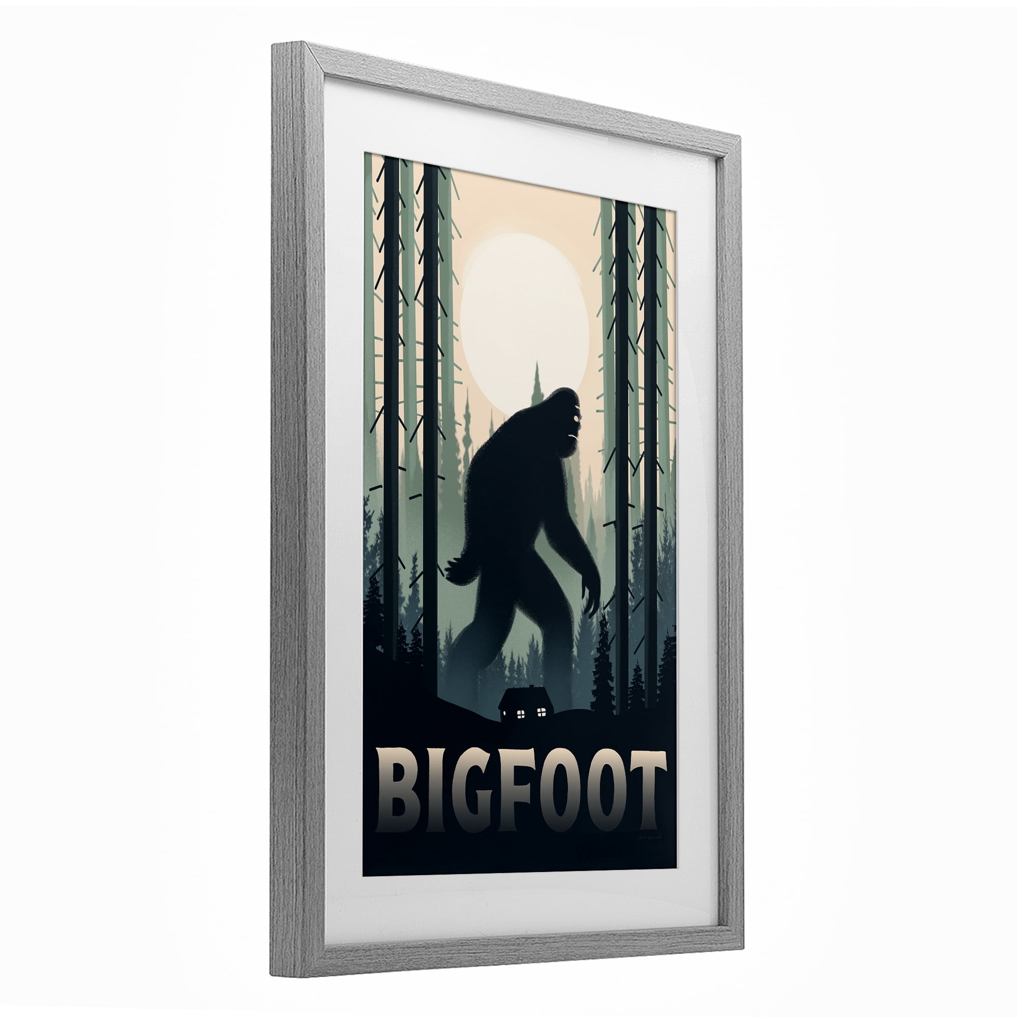 Stupell Industries Forest Creature Cabin in Woods Gray Framed Print Under Glass, design by Omar Escalante