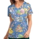 thumbnail image 2 of Top de ropa de trabajo con bolsillo y manga corta con cuello en V y estampado de conejo de Pascua a la moda para mujer Fridja  bn5102, 2 of 5
