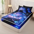 thumbnail image 2 of Homewish Kawaii Japanese Girl Zipper Twin Comforter Sets with Fitted Sheet and 2 Pillowcases,Blue Wild Butterfly Zipper Bedding Set For Kids,Reversible,4-Piece, 2 of 7