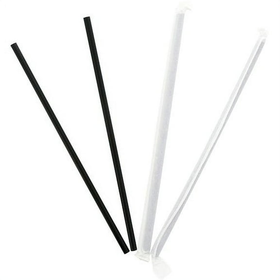Banyan Black Straws - Wrapped - 7.8" Length - 5000 / Carton - Black | Bundle of 2 Cartons