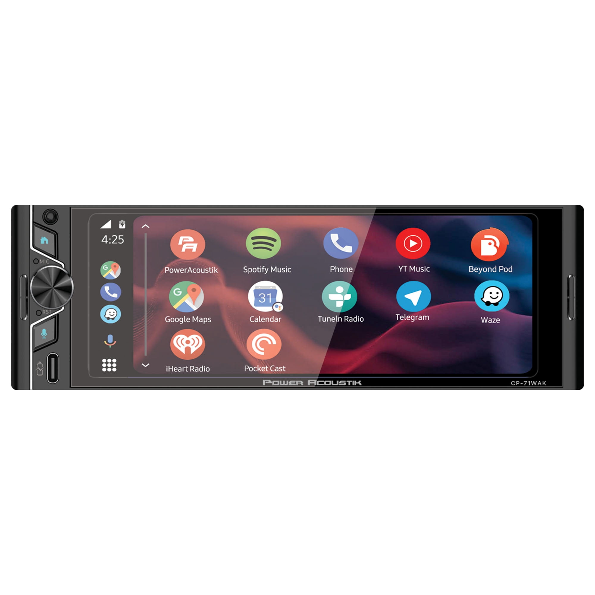 Power Acoustik CP-71WAK Single DIN 6.5" Color Touchscreen Car Stereo with Bluetooth Connected Apple CarPlay + Android Auto
