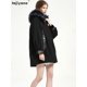 thumbnail image 4 of Parkas de piel auténtica de Tayikistán para mujer, abrigo con forro de conejo Rex desmontable para mujer, chaqueta holgada con cuello de zorro y mangas raglán para invierno, 4 of 5