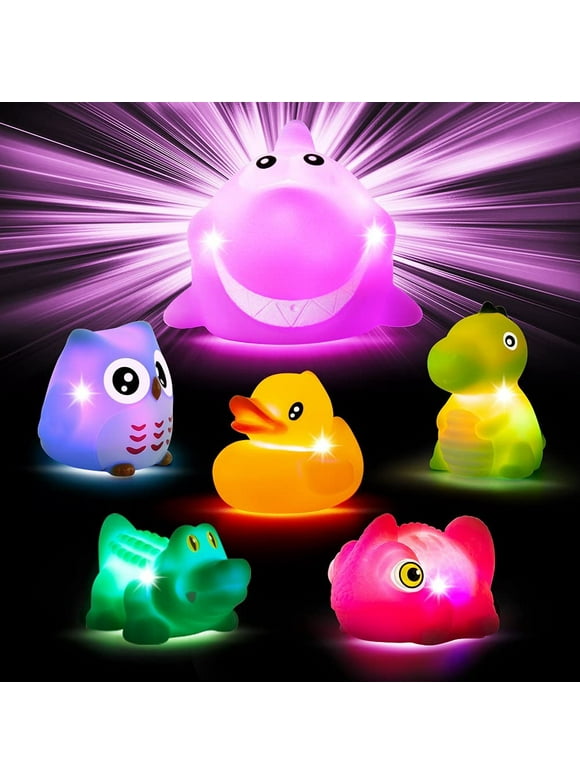 Timy Light Up Bath Toys for Toddlers 1-3, Baby Bathtub Toys Cute Floating Animal Set for Baby Toddlers