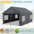 thumbnail image 2 of Mellcom 10'x20' Carport ,Outdoor Portable Carport Garage with Sidewalls and All Weather for Car,Storage,Tool room, 2 of 10