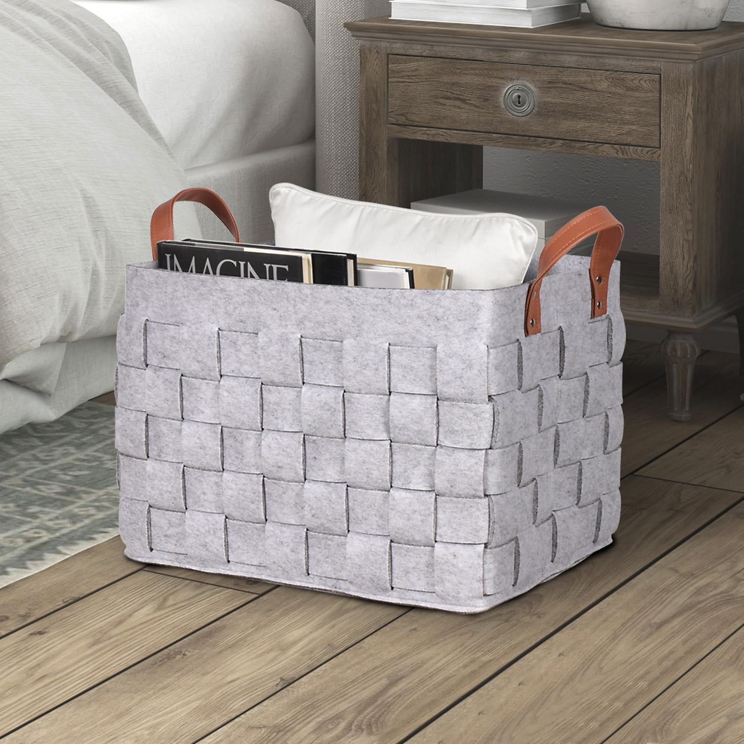 Bintopia Gray Felt Woven Bin