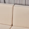 thumbnail image 5 of Frankie Outdoor 12 Piece Acacia Wood U-Shaped Sectional Sofa Set with Coffee Tables and Cushions, Teak, Beige, 5 of 10