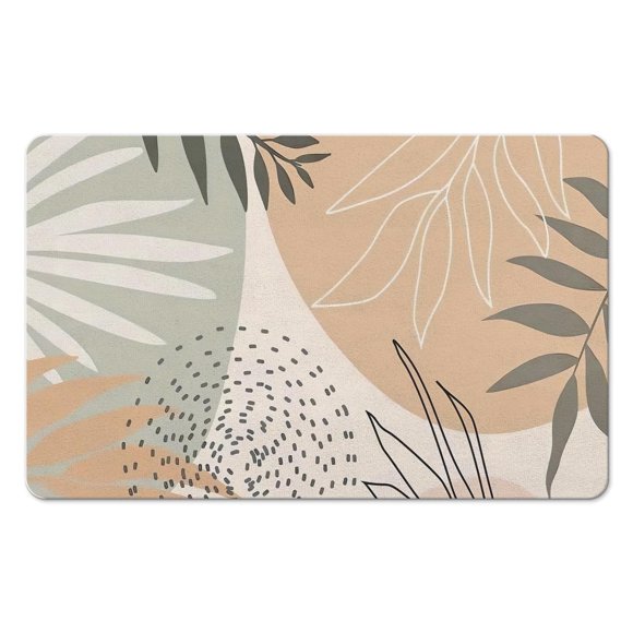 Tapis de Bain Antidérapant 20x32 Pouces à Motif de Plante Abstraite, Style Bohème Rose - Entièrement Lavable et Durable!