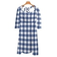 thumbnail image 6 of Navy Blue White Buffalo Check Geometric Plaid Women's Fall Dresses Casual Loose Flowy Swing Shift Dress, 6 of 9