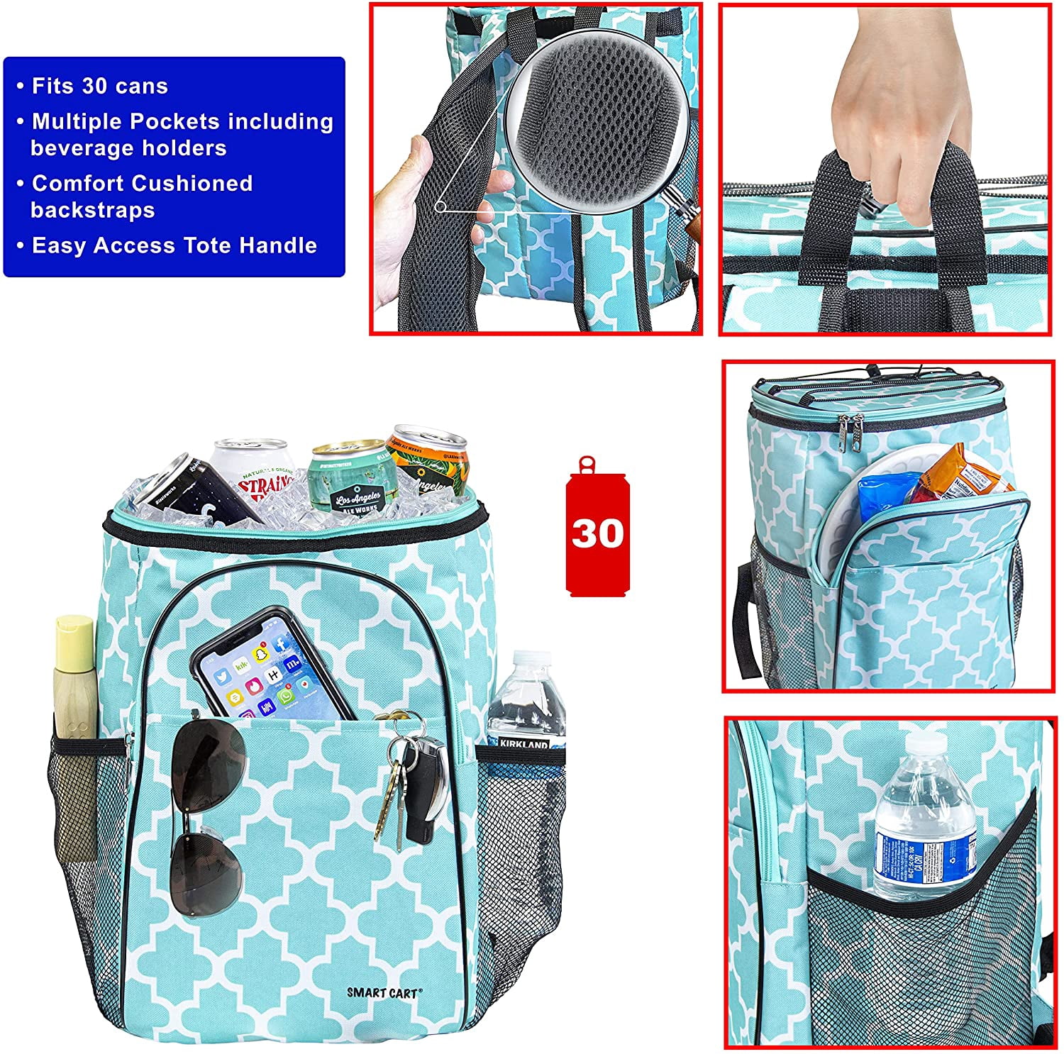 dbest products Unisex Moroccan Tile Leakproof Polyester Insulated Backpack Lunch Box