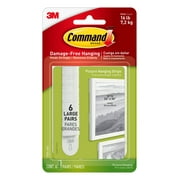 Command Large Picture Hanging Strips, White, 6 Sets of Strips/Pack