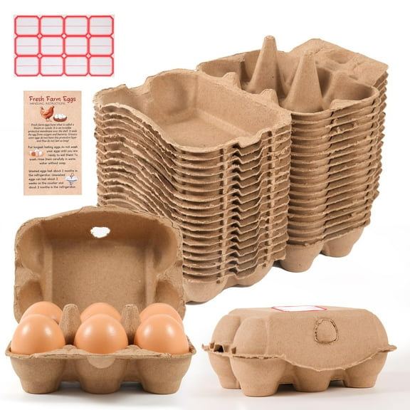 40 Pack 6 Count Egg Cartons Bulk, Empty Natural Paper Pulp Egg Trays Reble, Sturdy Design for Farm Fresh Eggs, Perfect for Chicken Coops and Farmers Markets