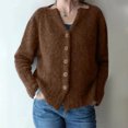 thumbnail image 2 of HAiming Womens V-Neck Cardigan Sweaters Solid Color Long Sleeve Button down Knitted Tops Casual Loose Sweater Jacket, 2 of 8