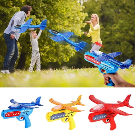 Airplane Launcher Toy 9 Foam Glider Plane 2 Flight Mode Catapult Plane for Kids Outdoor Sport Flying Toys Gifts for Boys Girls(Blue)
