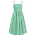 thumbnail image 6 of Ugoldhm Girls Spaghetti Strap Ruched Midi Dress - Tie Shoulder A-Line Party & Wedding Flower Girl Gown (4-15 Years), 6 of 8