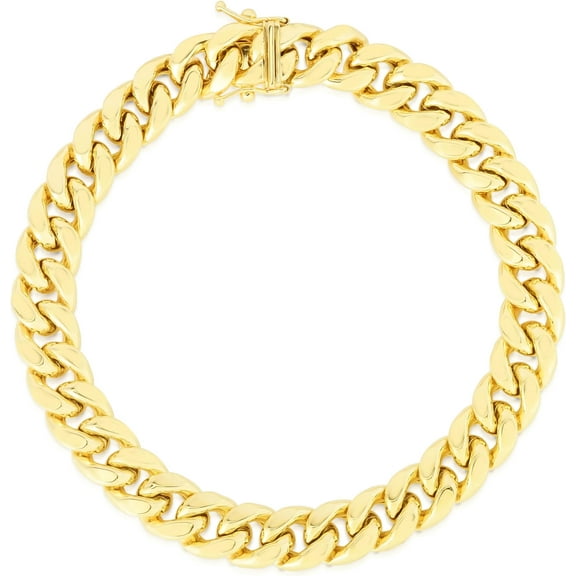 Floreo 14k Yellow Gold 9.1mm Semi-Lite Miami Cuban Chain Bracelet