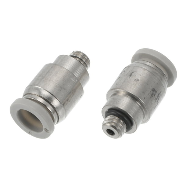 Conectores de aire Push para ajustes únicos de Bargains 15/64" Conector neumático de inserción de plástico y metal M5 2 piezas tono blanco y plata