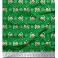 thumbnail image 1 of Soimoi Green Rayon Crepe Fabric Snowman & Snowflake Christmas Print Fabric by Yard 46 Inch Wide, 1 of 5