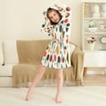 thumbnail image 3 of FORMRS Niños Bathrobe Unisex Hooded Robe Soft Plush Pajamas Sleepwear, Size 2-3T, Red Geometric, 3 of 7