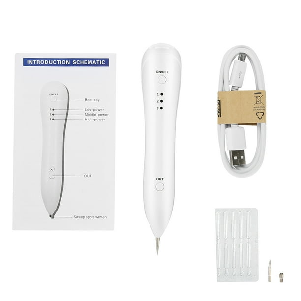 Pluma De Eliminación De Pecas De Lunares Eléctricos Dispositivo De Eliminación De Tatuajes De Punto Ajustable De Tres Niveles Blanco Moyic CE001984-00