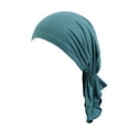 thumbnail image 1 of Fashion Women Reversible Adjustable Beading Braid Hat Muslim Ruffle Cancer Wrap Cap Sleep Caps Satin Lined Hair Bonnets, 1 of 4