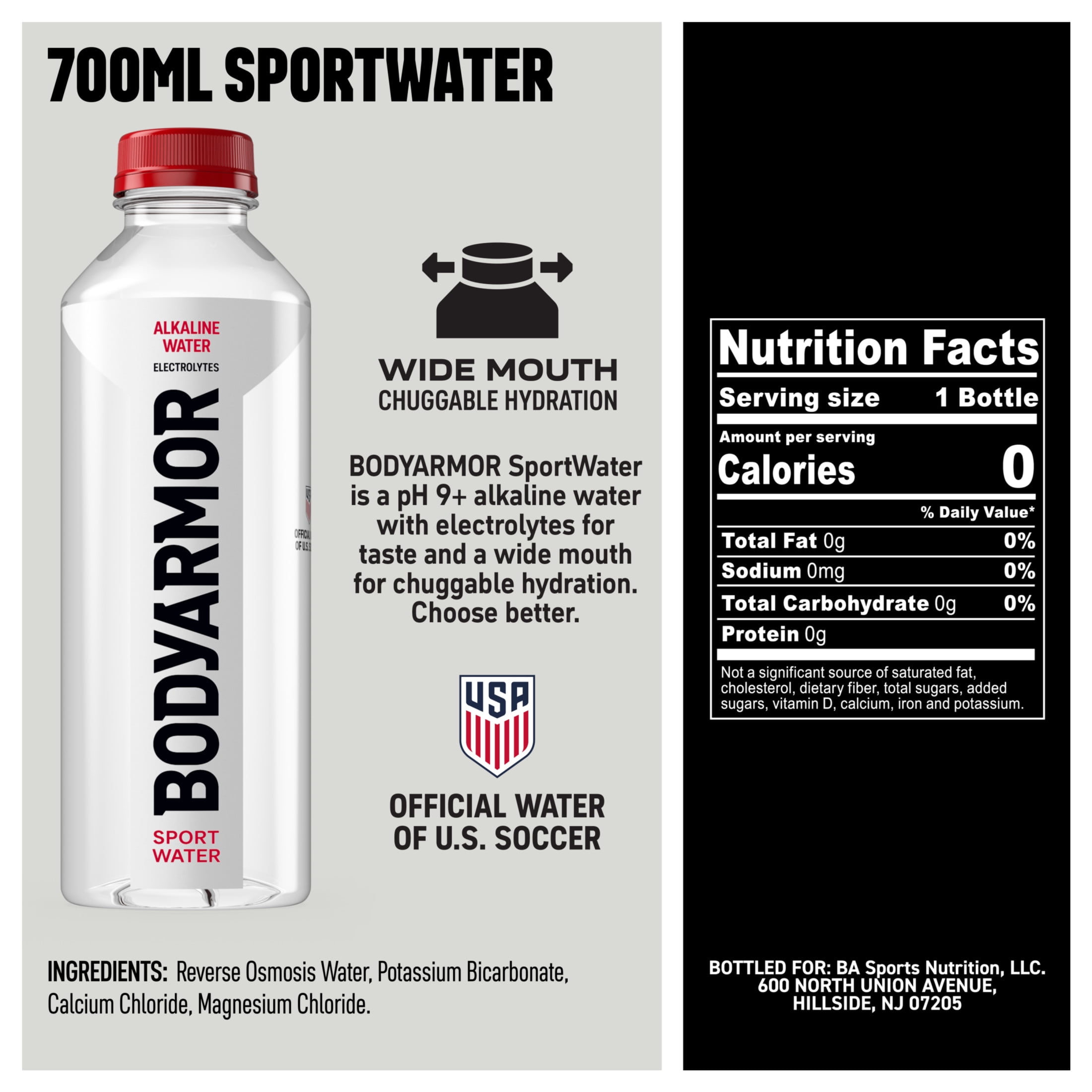 BODYARMOR SportWater Electrolyte Sports Drink Bottle, 23.7 fl oz