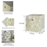 Mainstays Collapsible Fabric Cube Storage Bins (10.5 x 10.5), Gold Metallic, 4 Pack