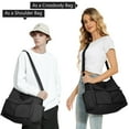 thumbnail image 2 of AOUNQ Canvas Tote Bag Messenger Bag,Vintage Crossbody Bag for Women Men,Casual Shoulder Laptop Bags for School Work Travel,Black, 2 of 6