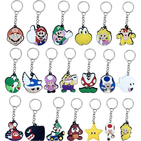 20PCS Mario  Keychains for Birthday Party Favors, Goodie Bag Stuffers for Theme Party Gifts