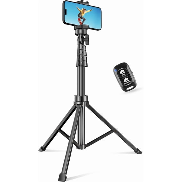 62" Phone Tripod Selfie Stick Extendable Stand with Wireless Remote Holder