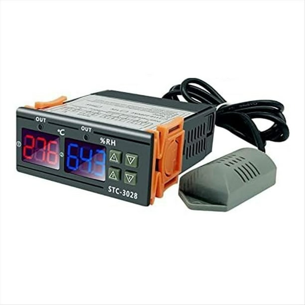 Controlador de Temperatura y Humedad de Doble Pantalla -3028 10A AC110-220V, Termostato Digital Inteligente para Incubadoras