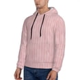 thumbnail image 3 of Naloa Pink Stripes Men's Casual Hooded Collar Drawstring Hoodies Pullover Sweatshirts Casual Long Sleeve Shirts-Small, 3 of 7