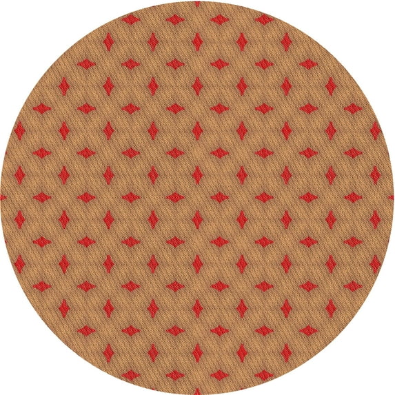Ahgly Company Indoor Round Patterned Grapefruit Red Area Rugs, 6' Round