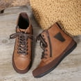 thumbnail image 5 of Brown Women'S Everyday Boots With Combined Lace-Up And Side Zipper, Flat Sole, Great For Daily Winter Activities, 5 of 9