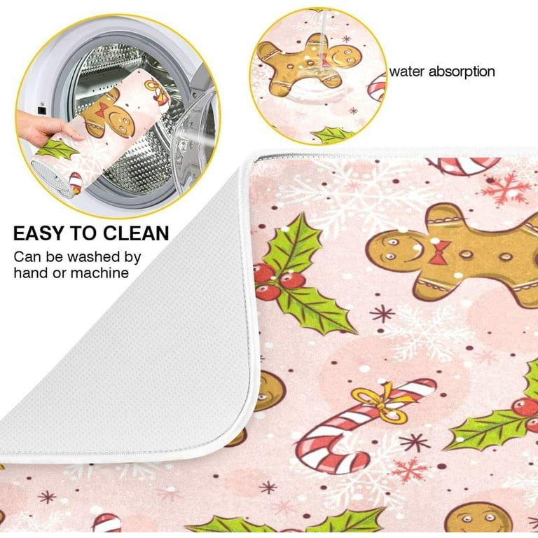 Christmas Dishes Mat Drying Kitchen Mat Microfiber Small Dish Drying Mat  Xmas Dish Drying Mats for Kitchen Counter, Absorbent Christmas Kitchen  Decor