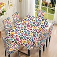 thumbnail image 2 of TSOVTHRID Colorful Leopard Print 7 Pcs Tablecloth Chair Covers Set, Rectangle Table Cloth Washable Chair Seat Protector with Elastic Bottom for Kitchen Banquet Party Decor, 2 of 6