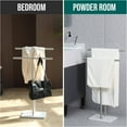 thumbnail image 4 of Free Standing Towel Rack for Bathroom - Brushed Nickel Finish - Stand Alone 2 Tier Stainless Steel Towel Rack for Bathroom Floor with Heavy Marble Base, Double T Shape Drying Stand for Towels, 4 of 4