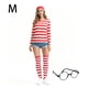 thumbnail image 4 of Naiovety Conjunto de disfraz para mujer adulta, camiseta a rayas rojas y blancas para padres e hijos, calcetines de punto suaves respetuosos con Kits de decoración para fiestas Rojo METRO, 4 of 6