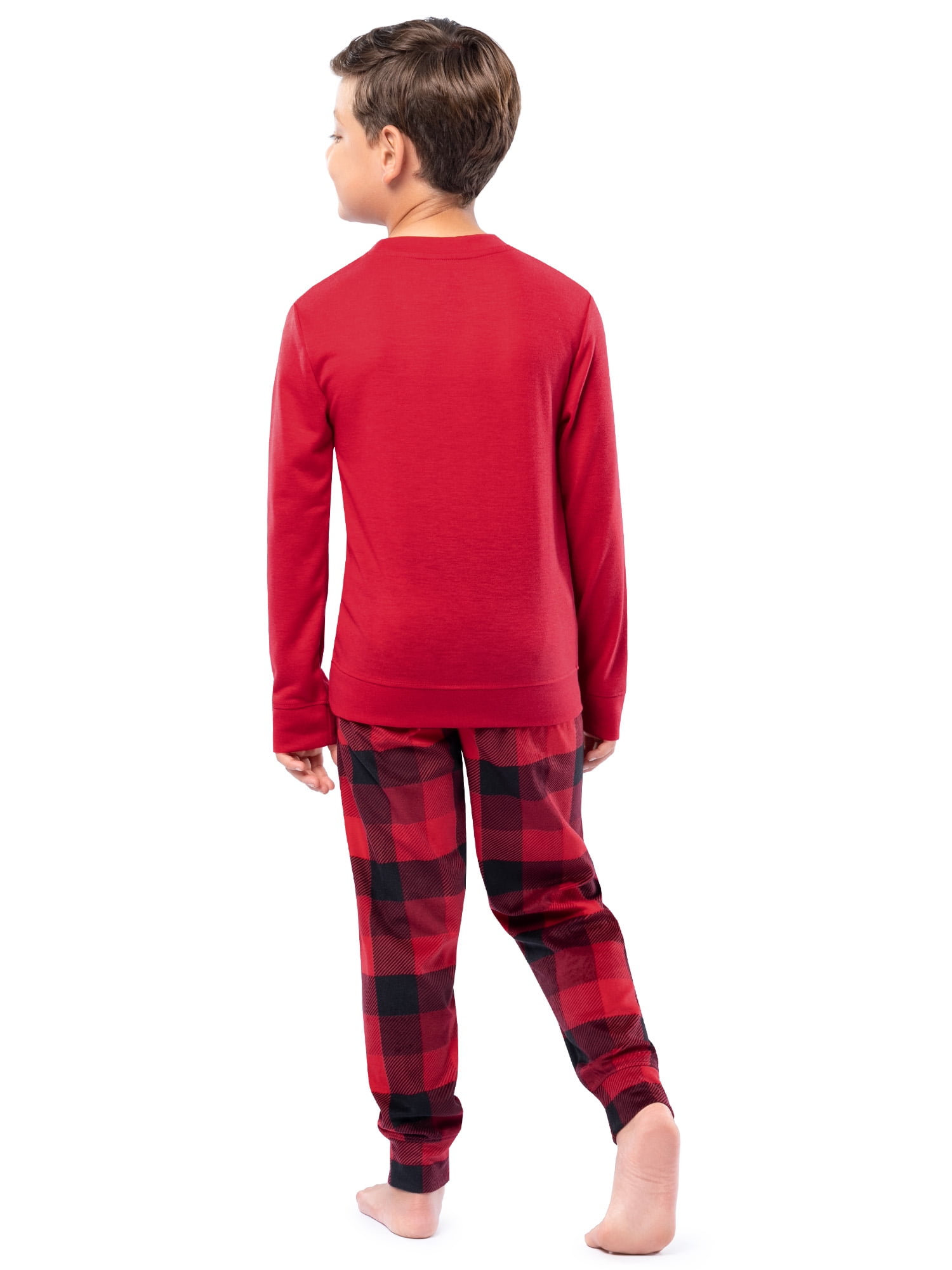 Fruit of the Loom Boy's Sleep Long Sleeve Top & Velour Fleece Jogger Pajama Set, 2-Piece, Sizes 4-16