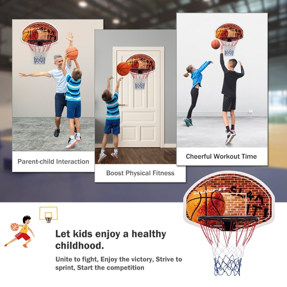 Demifill Wall Mounted Fan Backboard with Basketball Hoop and 2 Nets