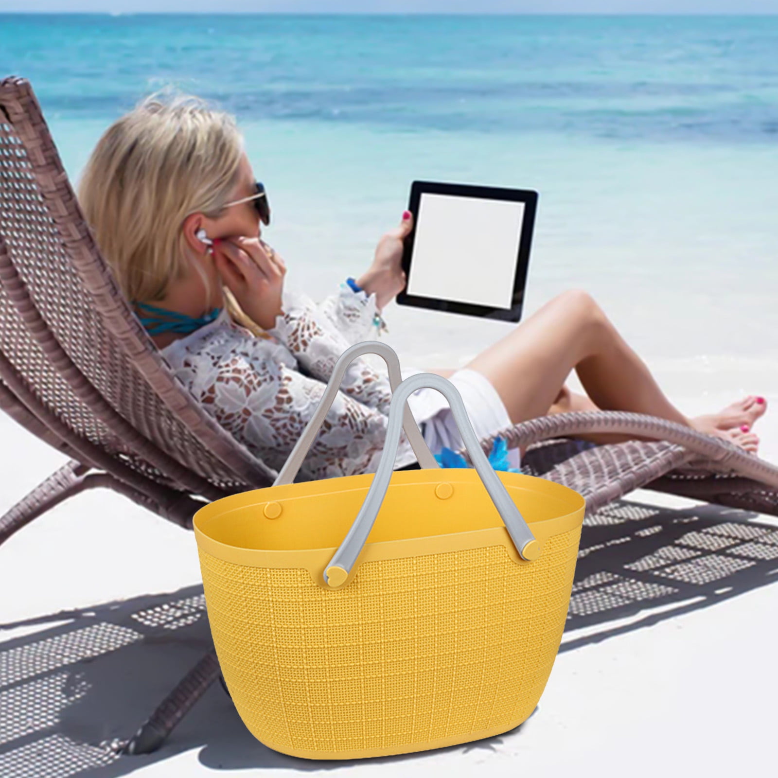 Portable Beach Bags, Plastic Beach Bags Waterproof Sandproof Outdoor