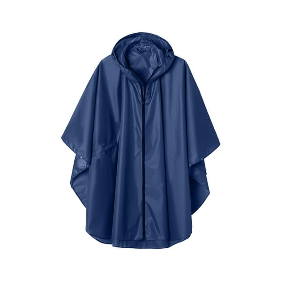 Stamzod Raincoat for Women Waterproof 3/4 Sleeve Hooded Rain Jacket Women Outdoor Active Light Jackets for Women with Pocket Blue XL