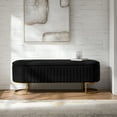 thumbnail image 3 of 50.5" Upholstered Storage Bench For End of Bed Entryway Bedroom Ottoman Black, 3 of 9